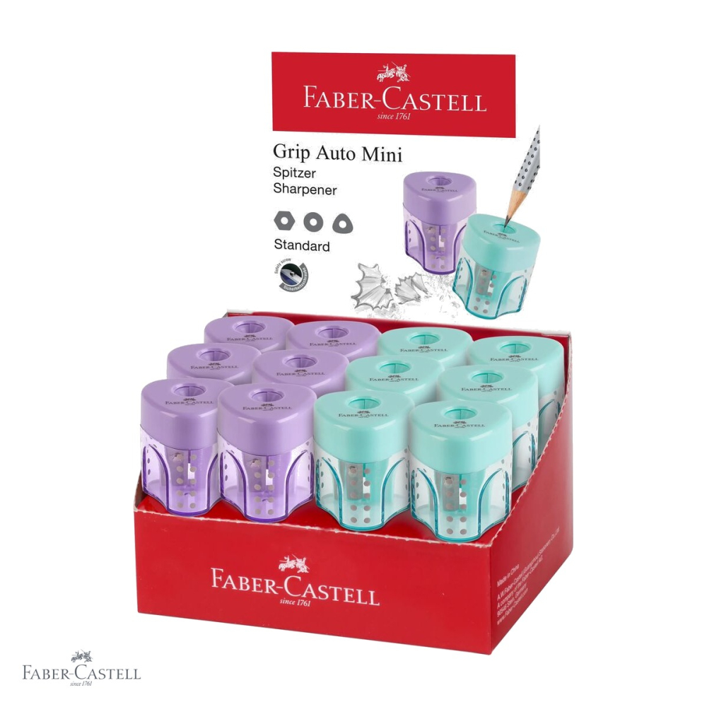 Ascutitoare simpla cu container Faber-Castell Grip Trend, din plastic pastel, pentru creioane grafit si colorate [4]
