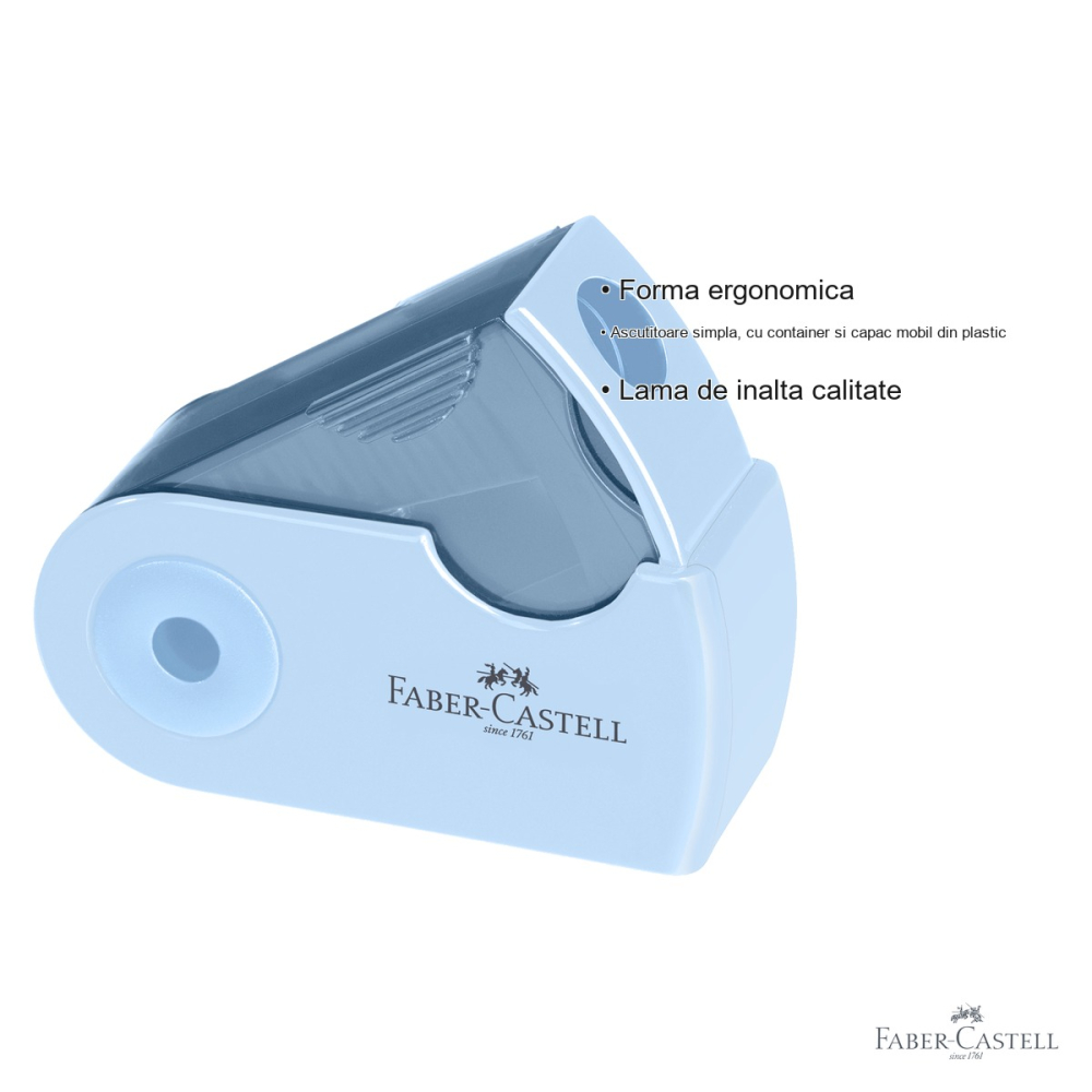 Ascutitoare simpla Faber-Castell Sleeve-Mini Harmony 2024, cu container si capac mobil din plastic, forma ergonomica [3]
