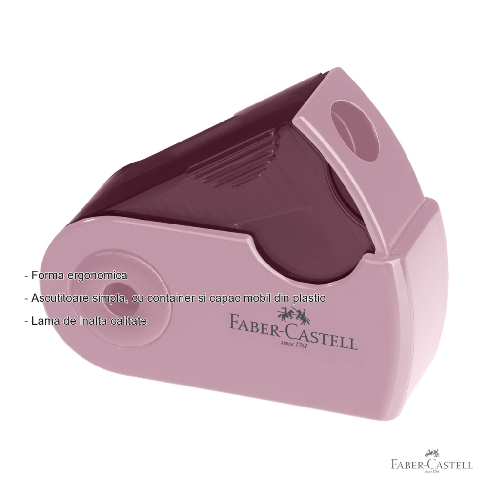 Ascutitoare simpla Faber-Castell Sleeve-Mini Harmony 2024, cu container si capac mobil din plastic, forma ergonomica [2]