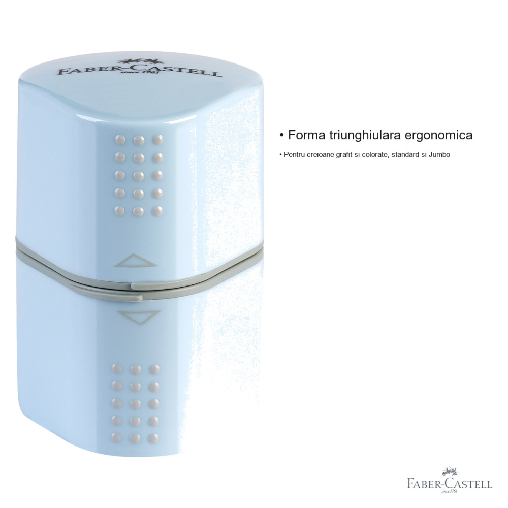 Ascutitoare tripla Faber-Castell Grip 2001, forma ergonomica triunghiulara, cu container, pentru creioane standard si Jumbo [3]