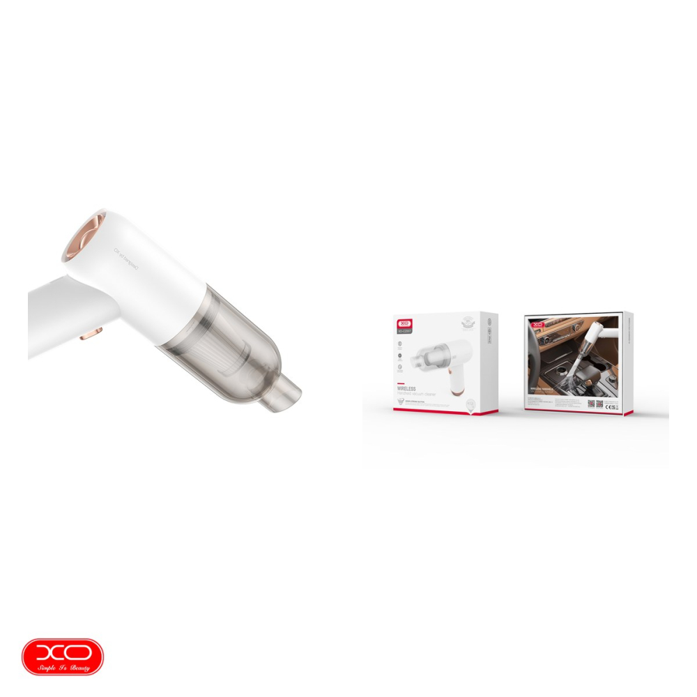 Aspirator pentru masina, XO car CZ007 wireless, 3000 mAh, 38000rpm, 3200 pa, cos colector 400 ml, sita de filtrare lavabila, 180 x 105 x 60 mm, Alb [5]