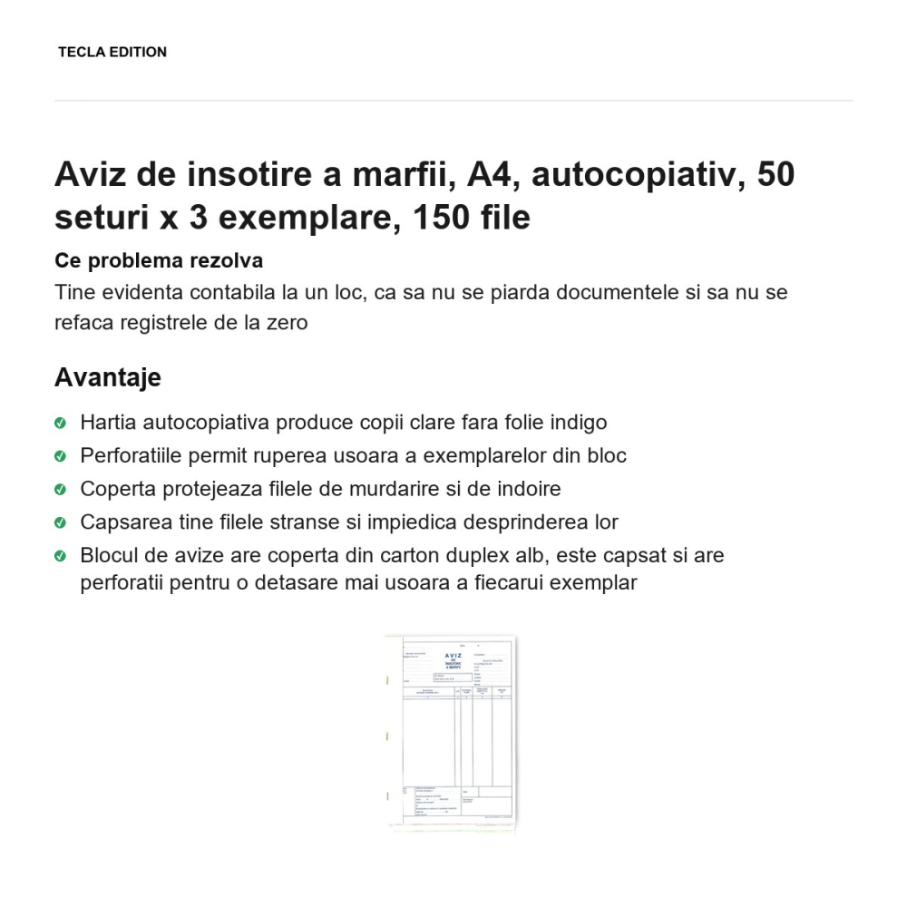 Aviz de insotire a marfii, A4, autocopiativ, 50 seturi x 3 exemplare, 150 file [2]