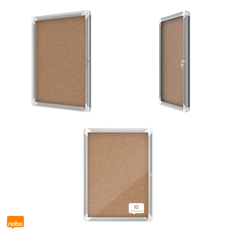 Avizier din pluta Nobo pentru interior, pentru 4 coli A4, carcasa metalica, sticla frontala de 4 mm, lacat cu cheie, 493x667x43 mm [4]