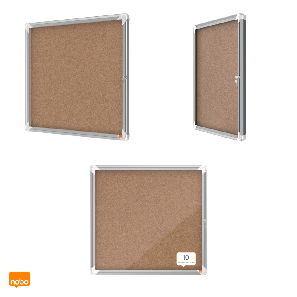 Avizier din pluta Nobo pentru interior, pentru 6 coli A4, carcasa metalica, sticla frontala de 4 mm, lacat cu cheie, 708x667x43 mm [4]