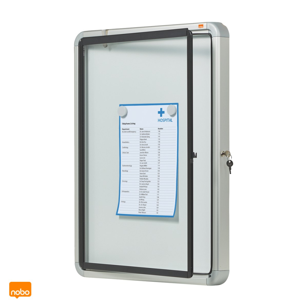 Avizier magnetic Nobo pentru exterior, pentru 4 coli A4, carcasa metalica rezistenta la apa, sticla de 4 mm, lacat cu cheie, 494x667x45 mm [6]