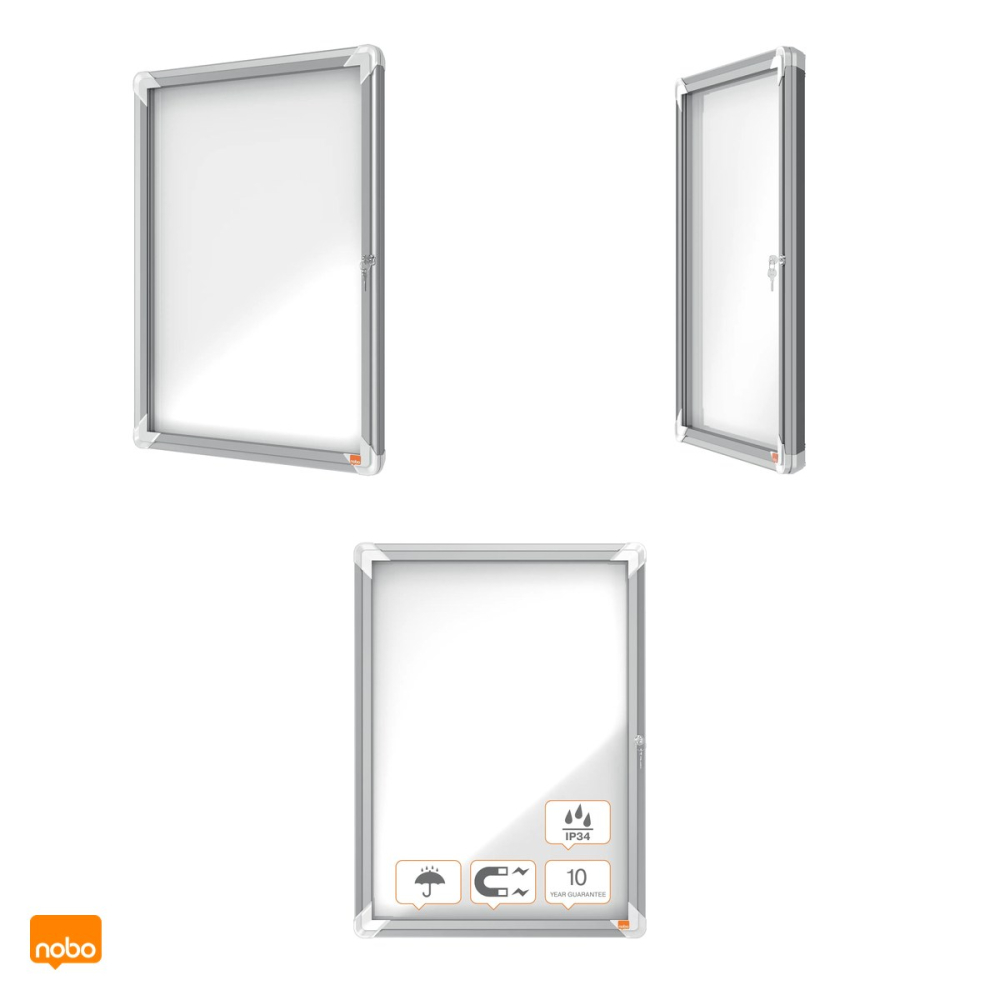 Avizier magnetic Nobo pentru exterior, pentru 4 coli A4, carcasa metalica rezistenta la apa, sticla de 4 mm, lacat cu cheie, 494x667x45 mm [4]