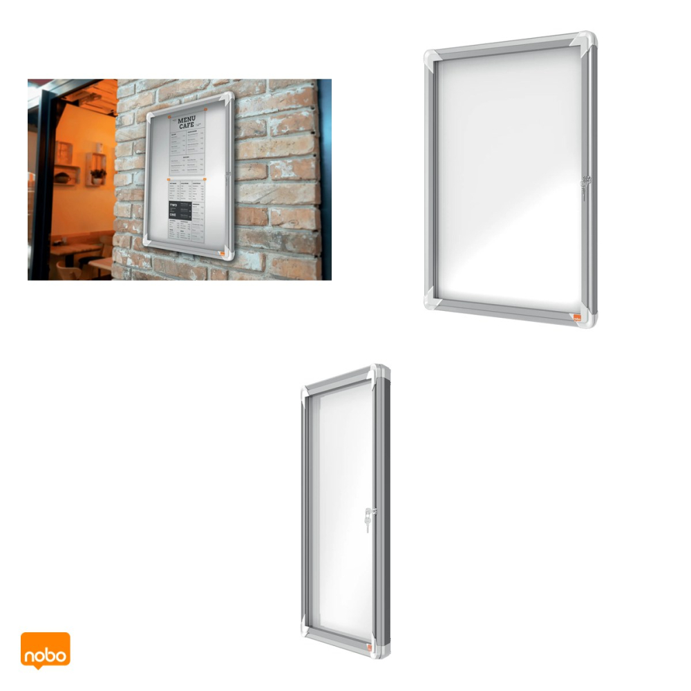 Avizier magnetic Nobo pentru interior, pentru 4 coli A4, carcasa metalica, sticla frontala de 4 mm, lacat cu cheie, 493x667x43 mm [4]