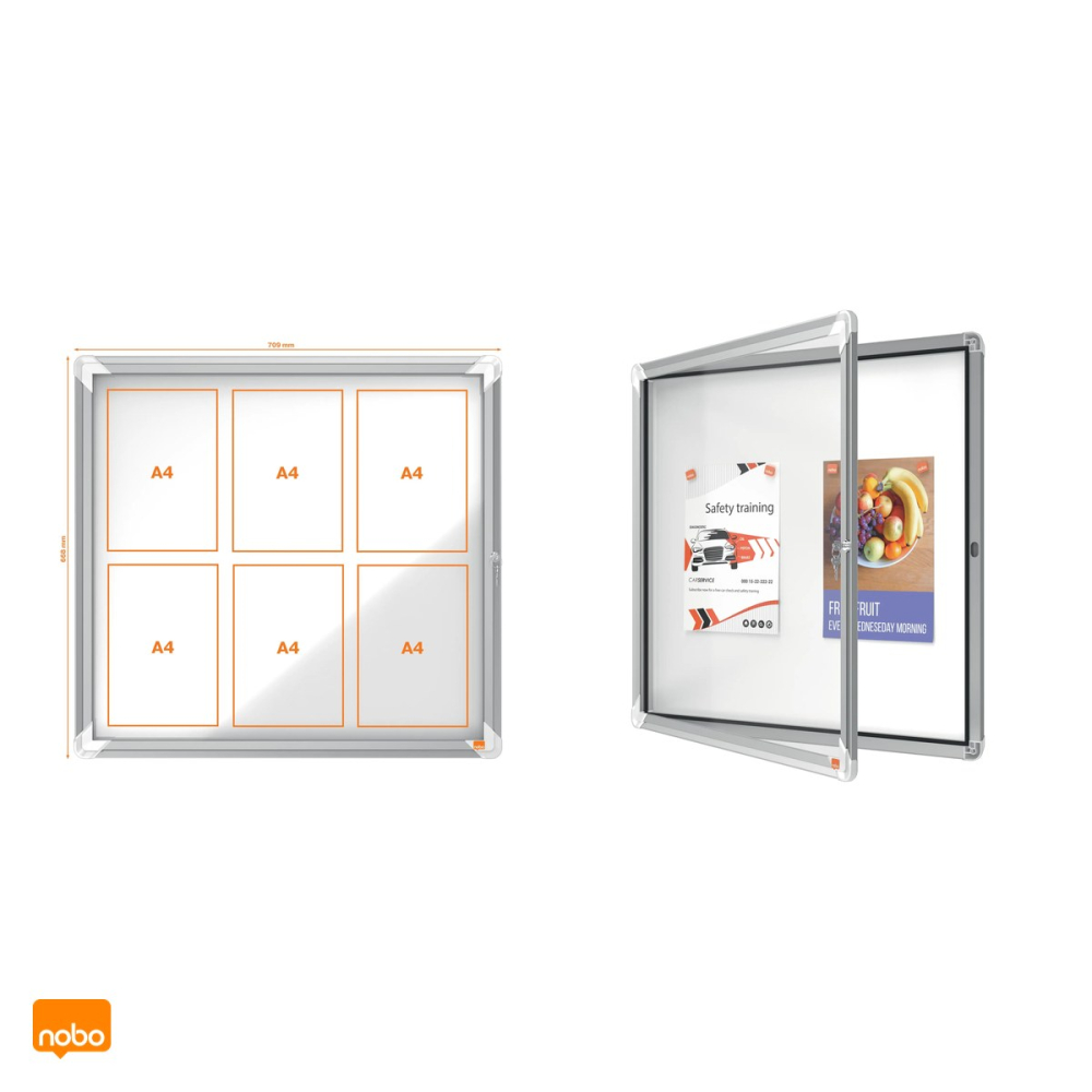 Avizier magnetic Nobo pentru interior, pentru 6 coli A4, carcasa metalica, sticla frontala de 4 mm, lacat cu cheie, 708x667x43 mm [5]