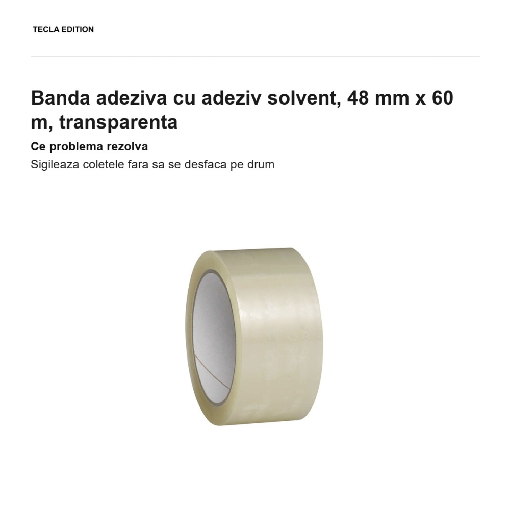 Banda adeziva cu adeziv solvent, 48 mm x 60 m, transparenta [2]