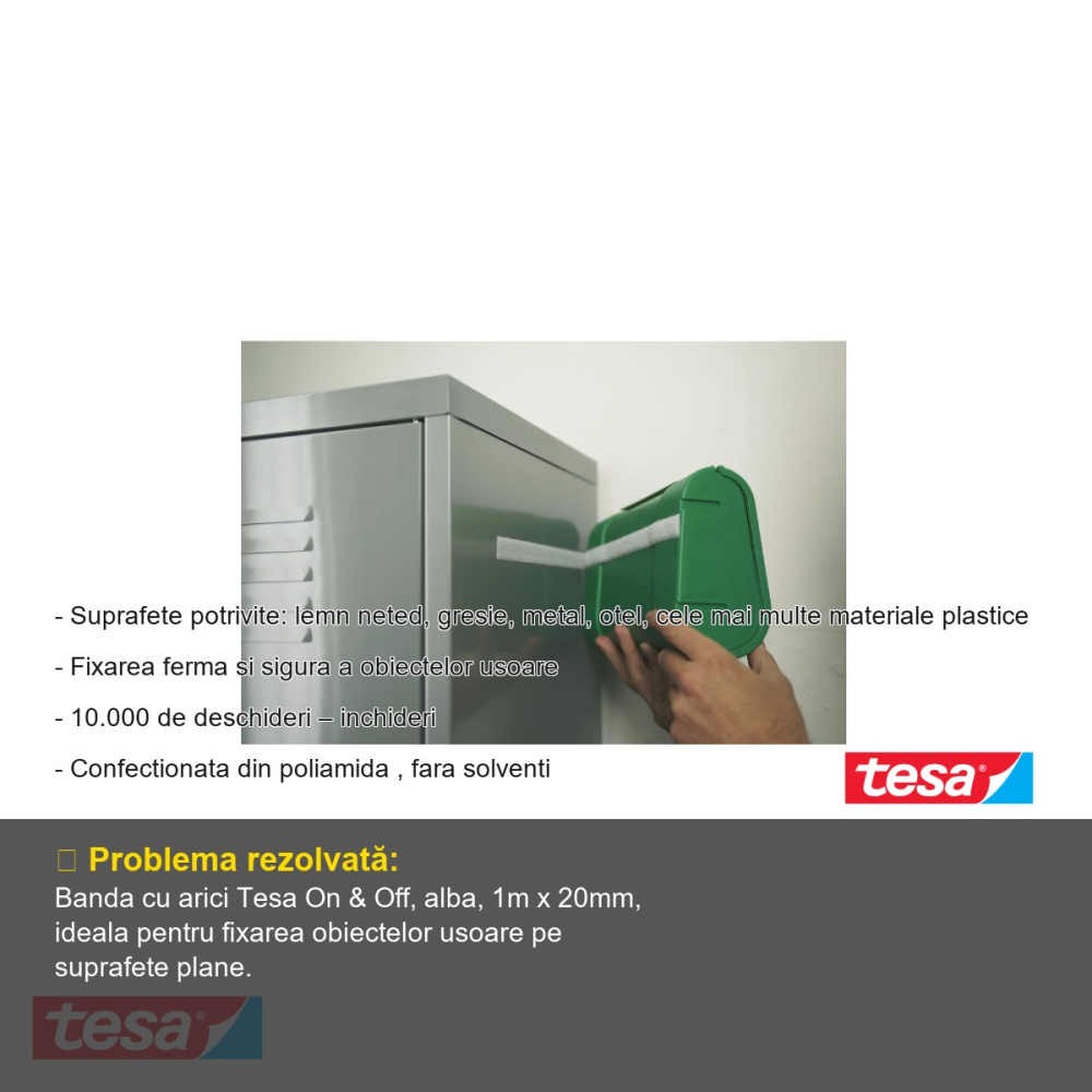BANDA ADEZIVA CU ARICI ALBA 1M*20MM TESA [2]