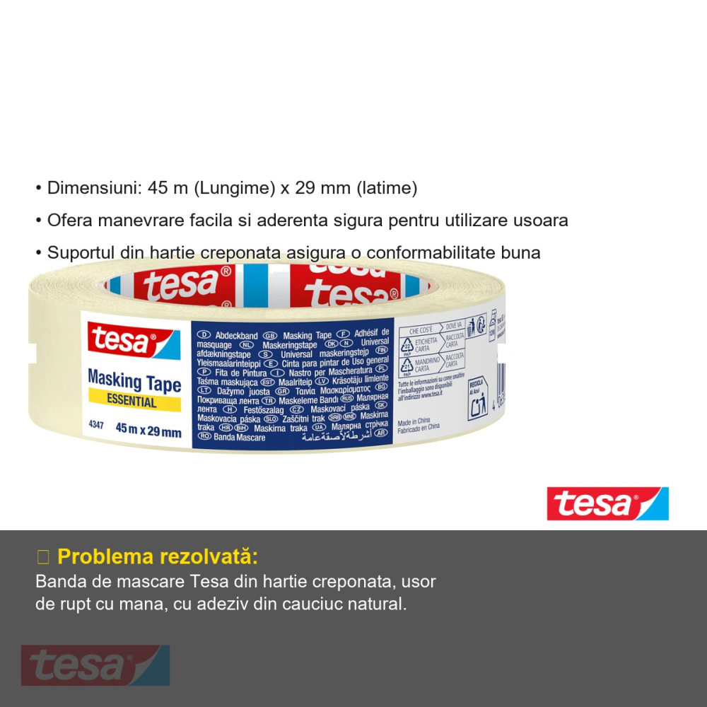 BANDA ADEZIVA MASCARE HARTIE 45M*29MM TESA [3]