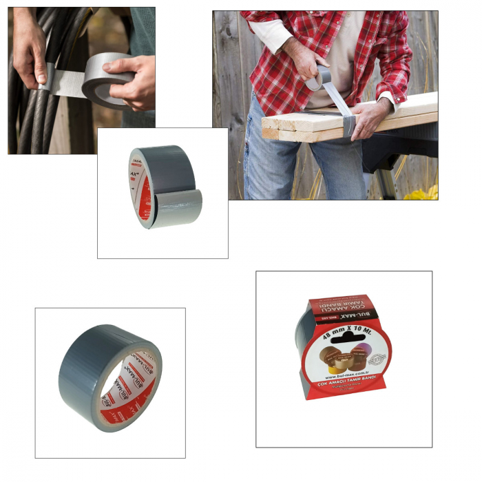 Banda adeziva Duct Tape, 48mm x 10m, cu insertie textila, pentru reparatii, BMX-605, gri [4]
