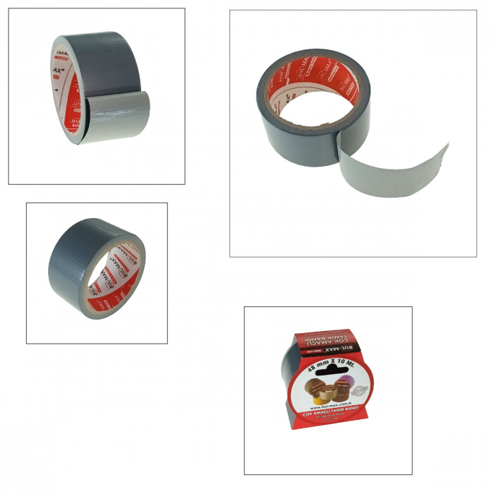 Banda adeziva Duct Tape, 48mm x 10m, cu insertie textila, pentru reparatii, BMX-605, gri [2]