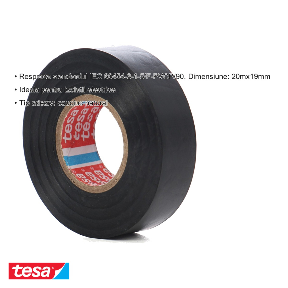 BANDA ADEZIVA ELECTROIZOLATOARE 20M*19MM NEAGRA TESA [3]