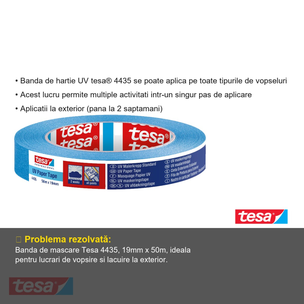 BANDA ADEZIVA MASCARE PP EXTERIOR 50M*19MM ALBASTRA TESA [3]