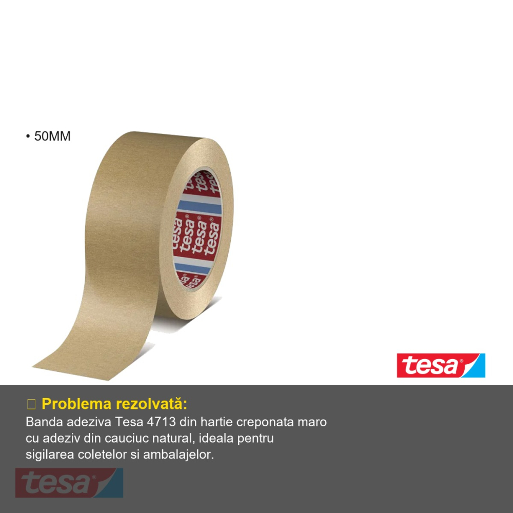 BANDA ADEZIVA AMBALARE HARTIE MARO 50M*50MM TESA [3]