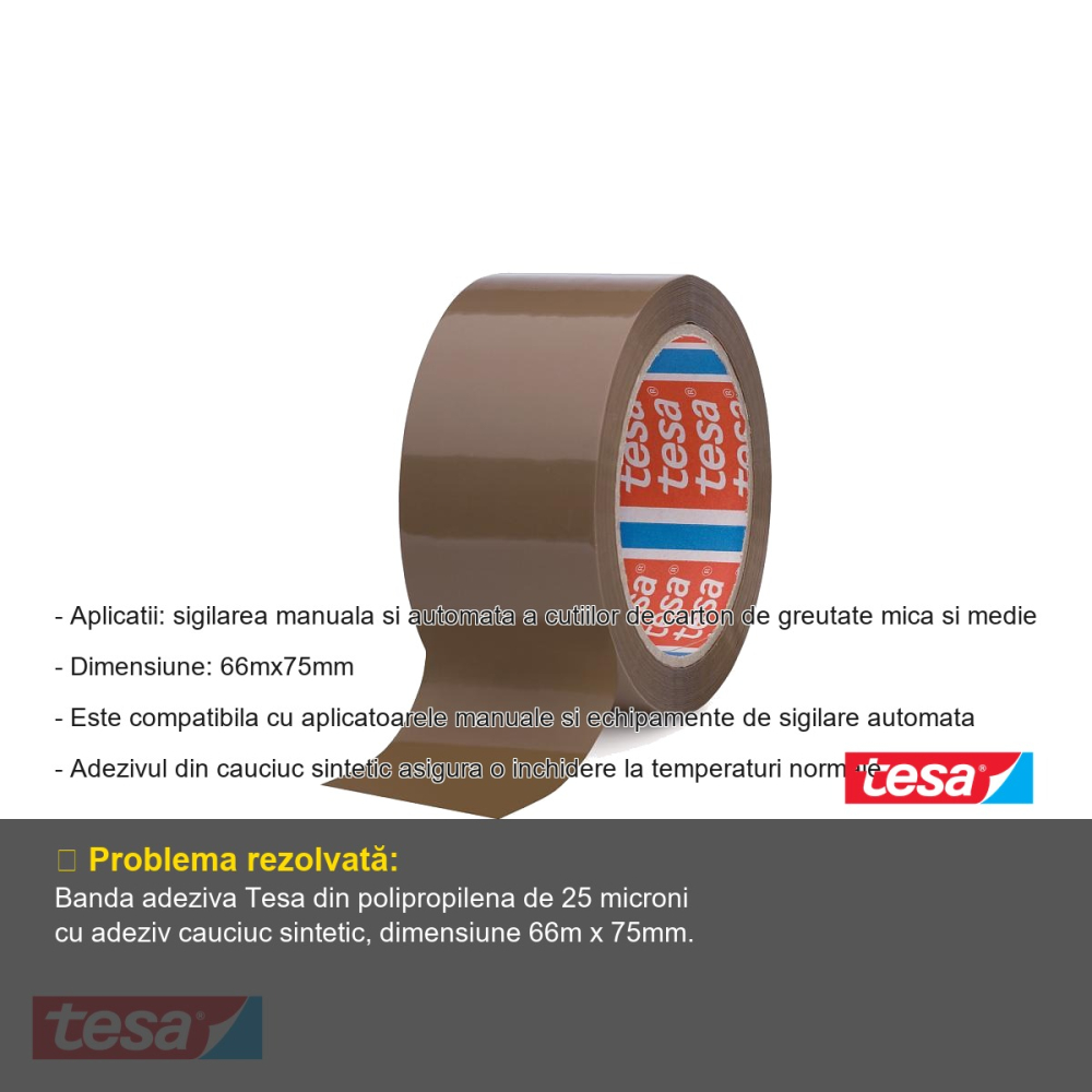 BANDA ADEZIVA MARO 66M 75MM ADEZIV CAUCIUC SINTETIC TESA [2]