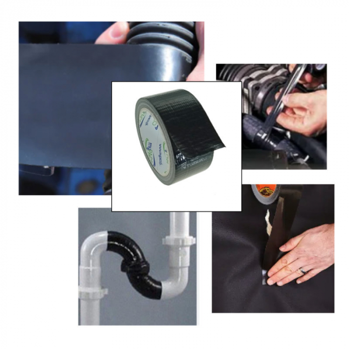 Banda adeziva pentru reparatii din cauciuc armat, myPaco 2871, 48mm latime, 25m lungime, neagra [6]