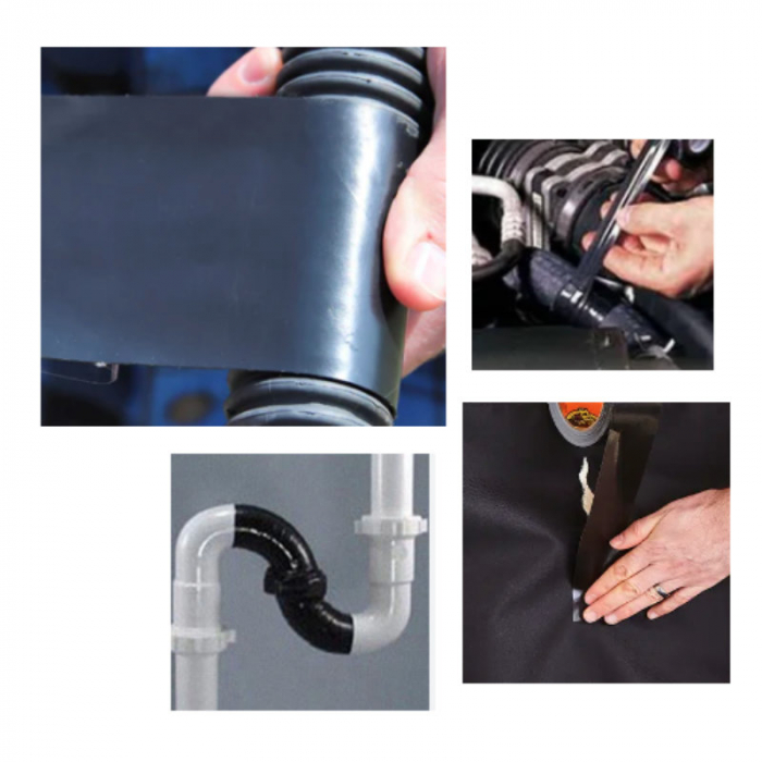 Banda adeziva pentru reparatii din cauciuc armat, myPaco 2876, 48mm latime, 10m lungime, neagra [6]