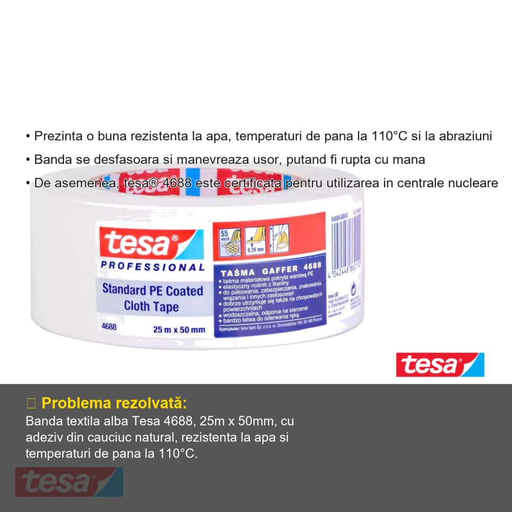 BANDA ADEZIVA TEXTILA ALBA 25M*50MM TESA [3]