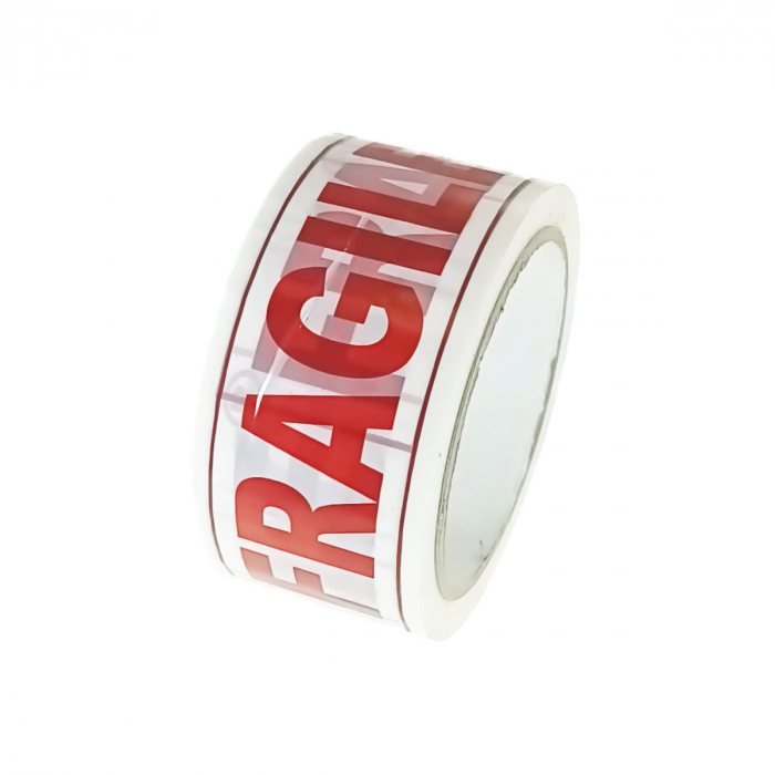 Banda adeziva tip scotch, 50 mm x 60 m, ''FRAGILE'', alb cu rosu [2]