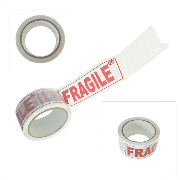 Banda adeziva tip scotch, 50 mm x 60 m, ''FRAGILE'', alb cu rosu [4]