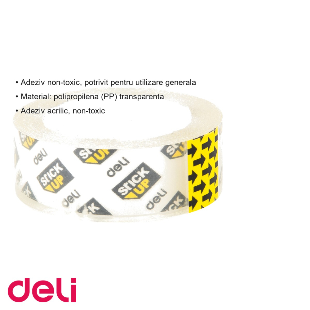 Banda adeziva transparenta Deli, 18 mm x 33 m, polipropilena, adeziv acrilic non-toxic, pentru birou si acasa [3]