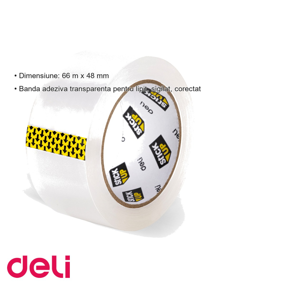 Banda adeziva transparenta Deli, 66 m x 48 mm, pentru lipit, sigilat si corectat [3]