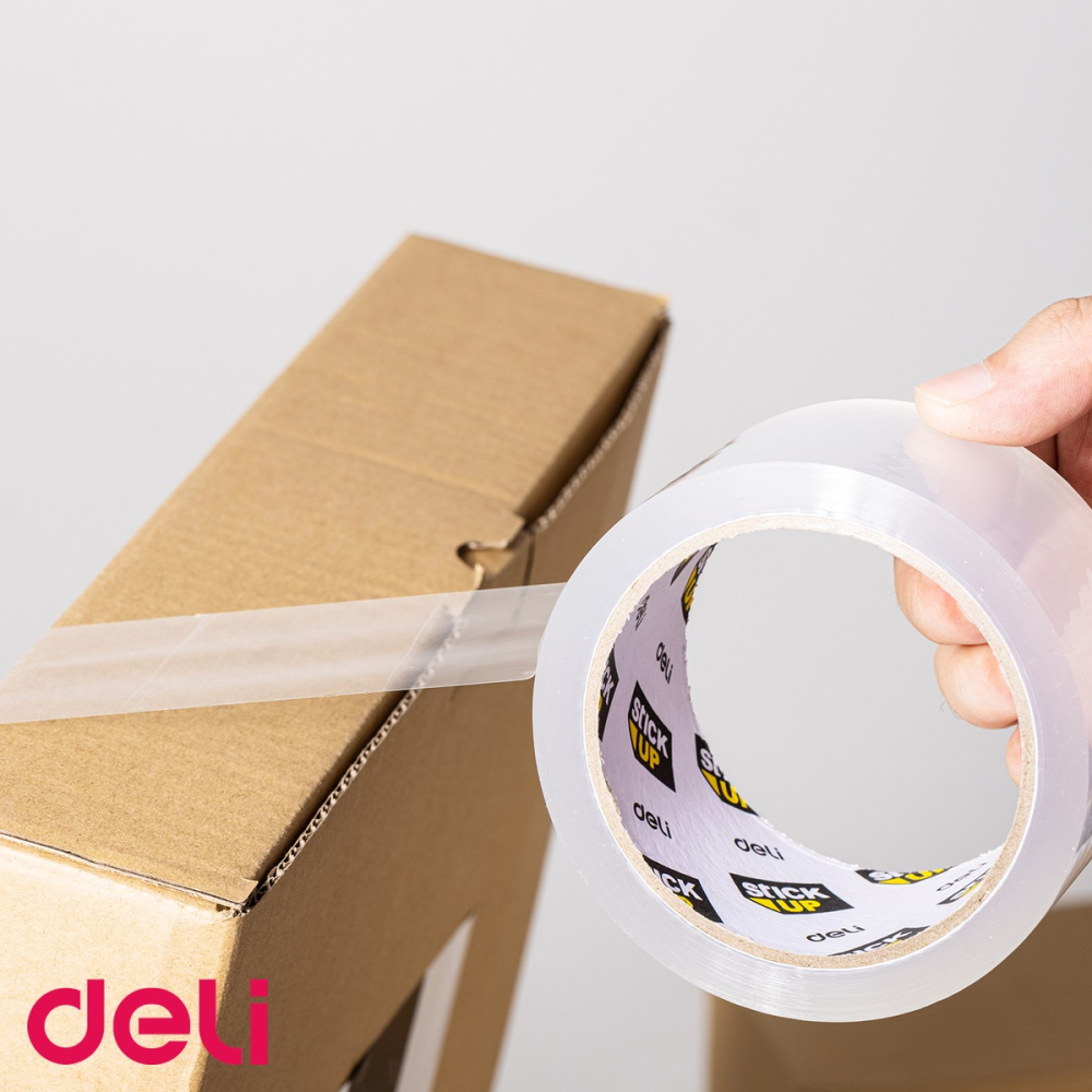 Banda adeziva transparenta Deli, 66 m x 48 mm, pentru lipit, sigilat si corectat [5]