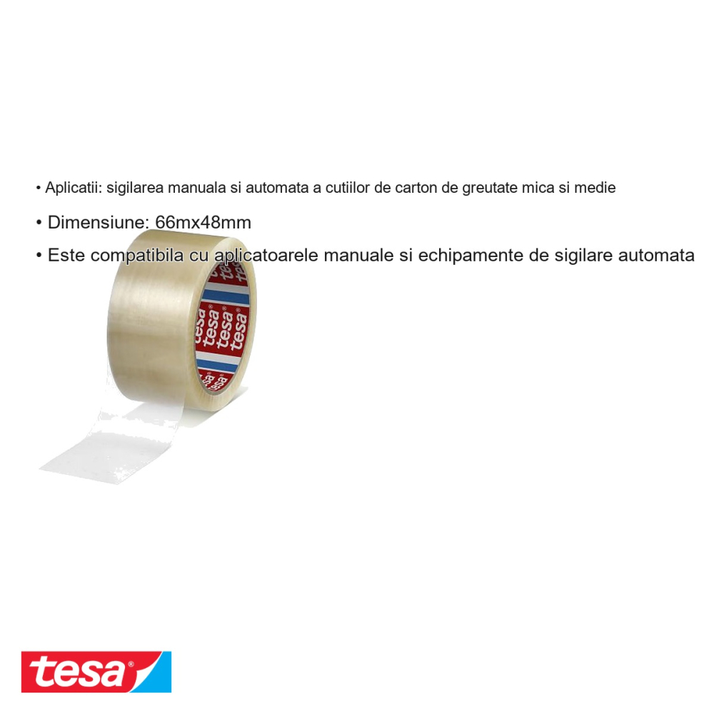 BANDA ADEZIVA TRANSPARENTA 66M 48MM ADEZIV CAUCIUC SINTETIC TESA [3]
