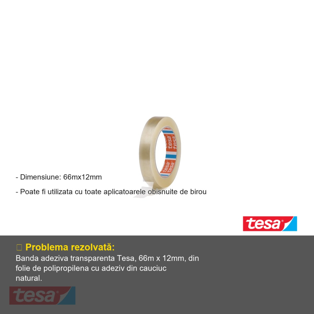 BANDA ADEZIVA TRANSPARENTA 66M 12MM TESA [2]