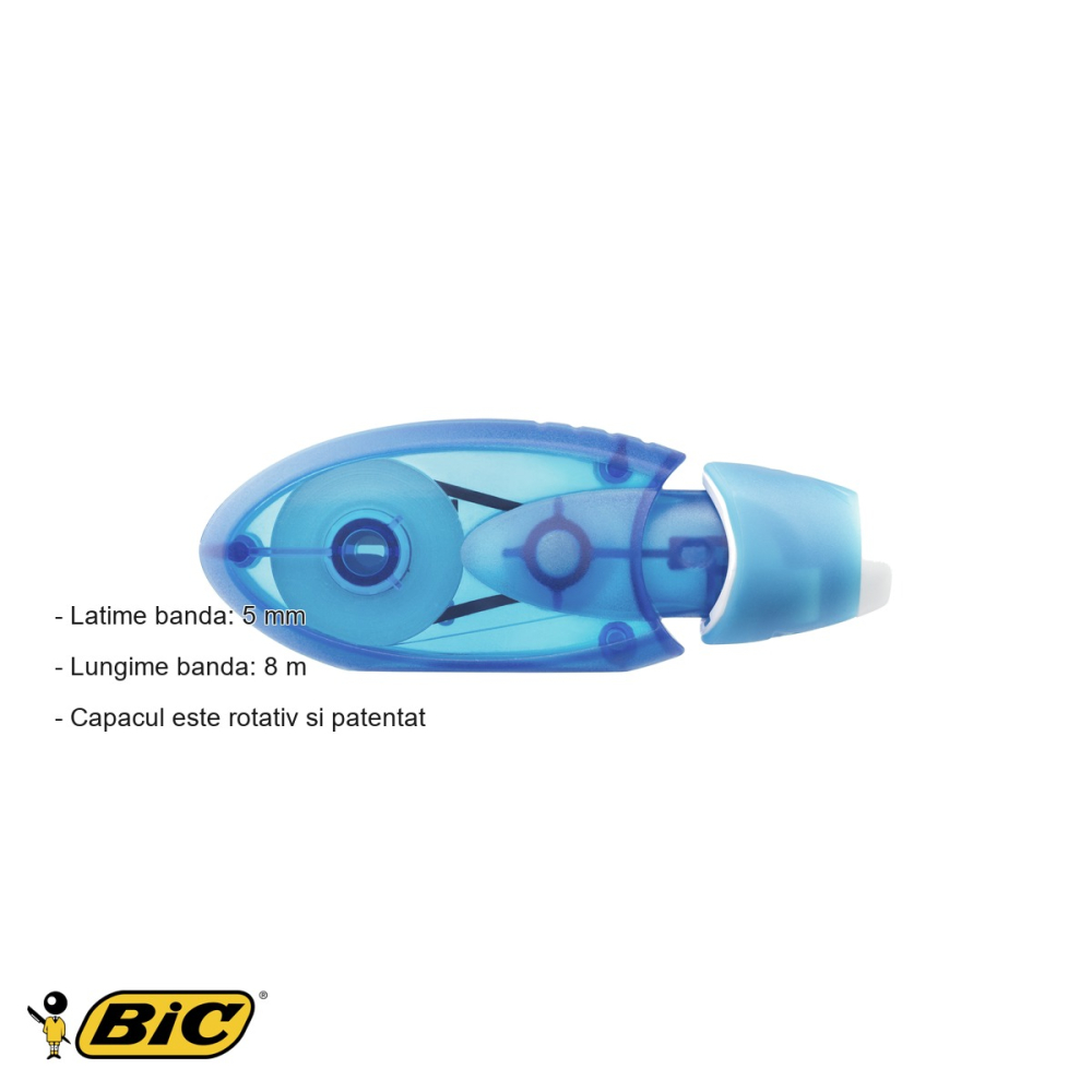 Banda corectoare Bic Micro Tape Twist, 5mm x 8m, compacta, pentru corectare rapida la birou si scoala [2]