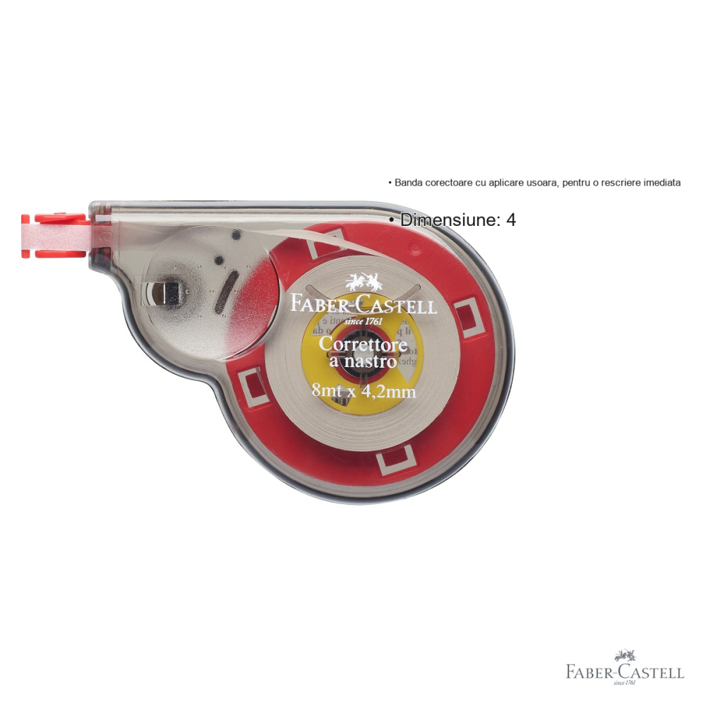 Banda corectoare Faber-Castell, 4.2mm x 8m, aplicare usoara, pentru rescriere imediata [3]