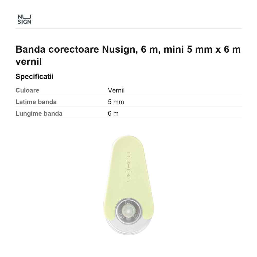 Banda corectoare Nusign, 6 m, mini 5 mm x 6 m vernil [3]