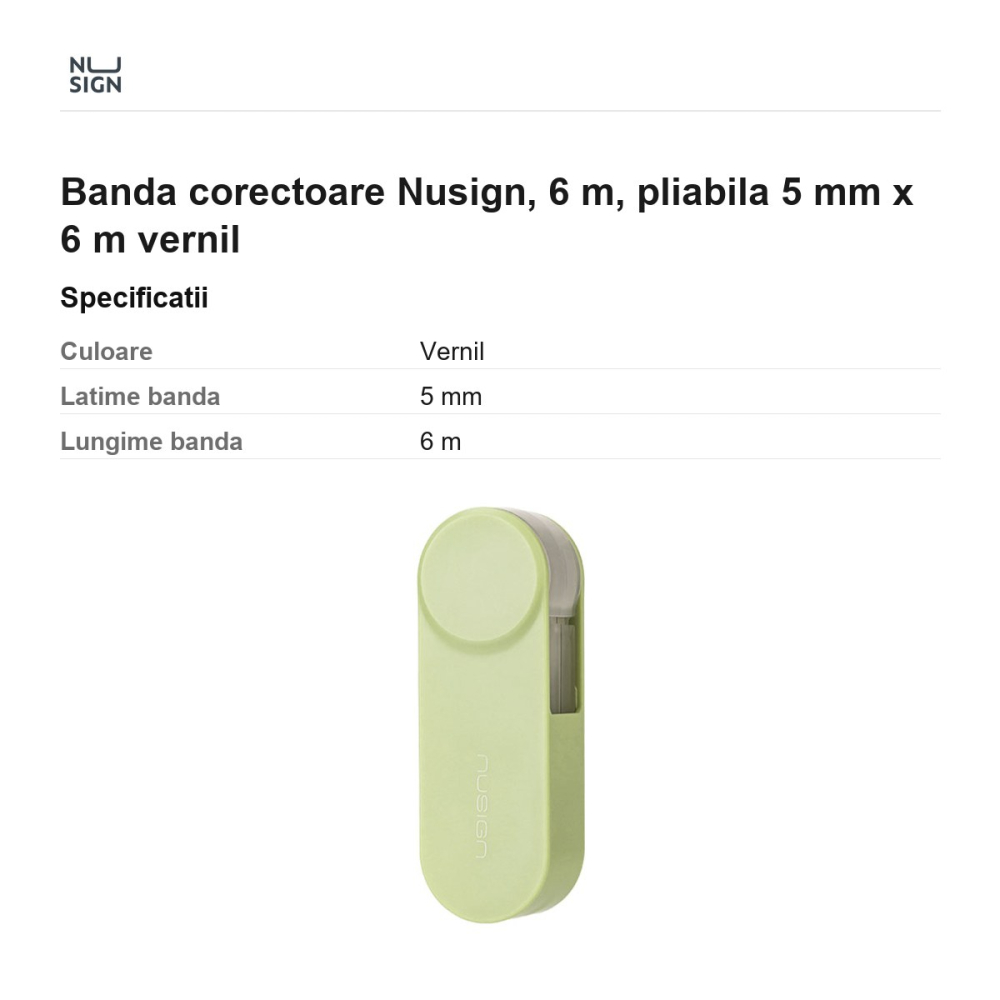 Banda corectoare Nusign, 6 m, pliabila 5 mm x 6 m, vernil [3]