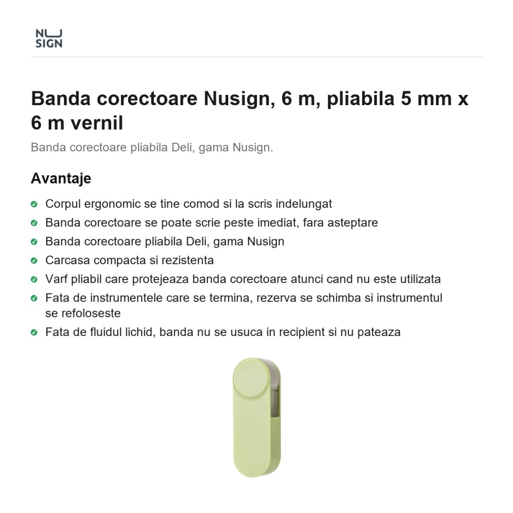 Banda corectoare Nusign, 6 m, pliabila 5 mm x 6 m, vernil [2]