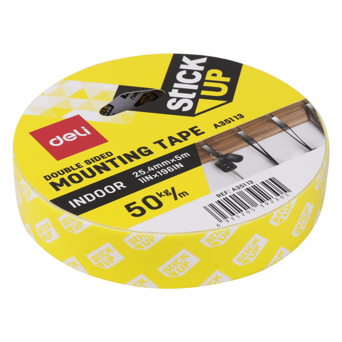 Banda dublu adeziva buretata alba, 25.4mm x 5m, DELI A35113, rezistenta pana la 50kg/m, lipire suprafete multiple [2]