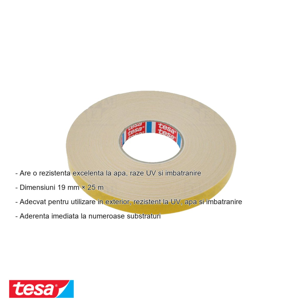 BANDA DUBLU ADEZIVA BURETATA 25 M x 19 MM [2]