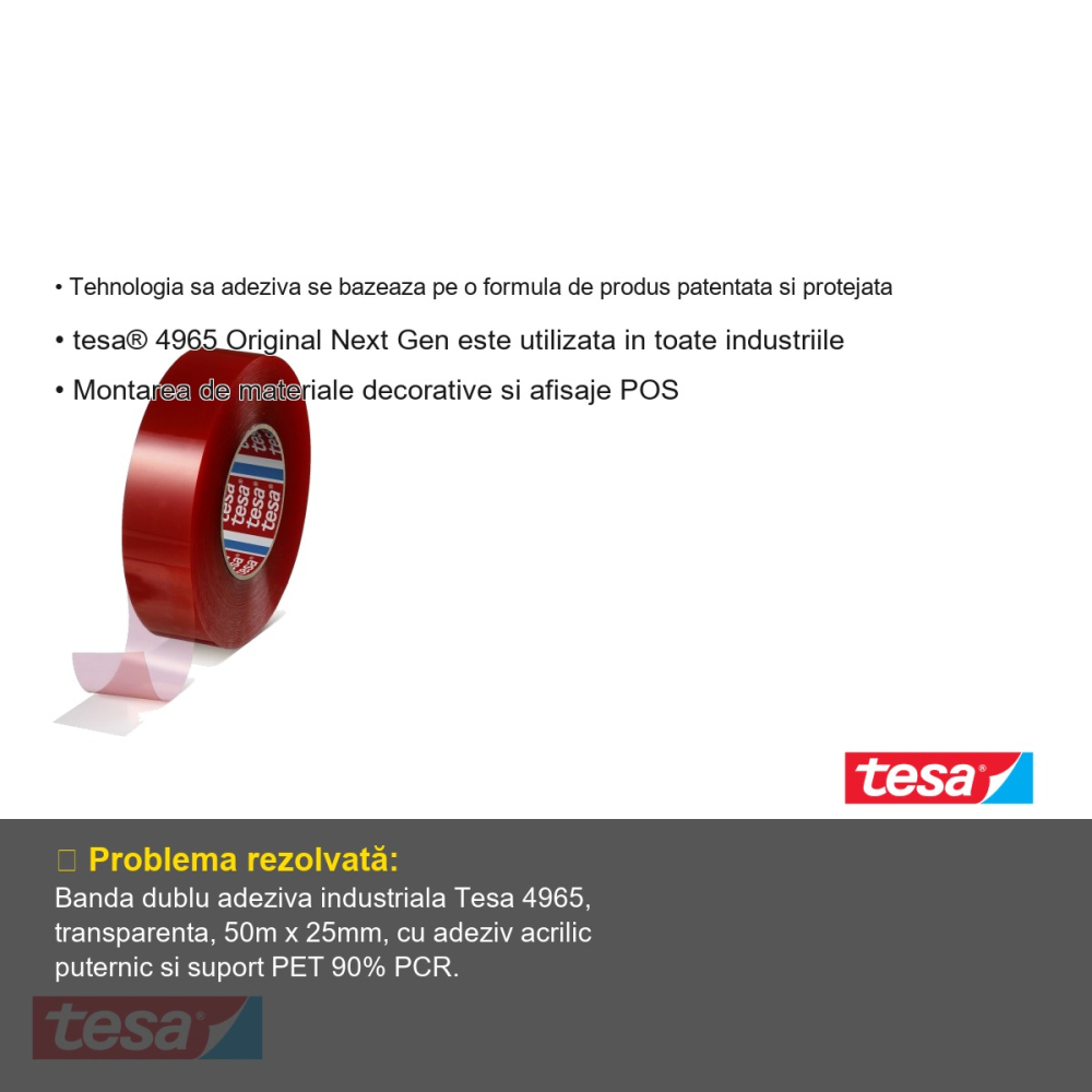 BANDA DUBLU ADEZIVA TRANSPARENTA 50M*25MM TESAFIX TESA [3]