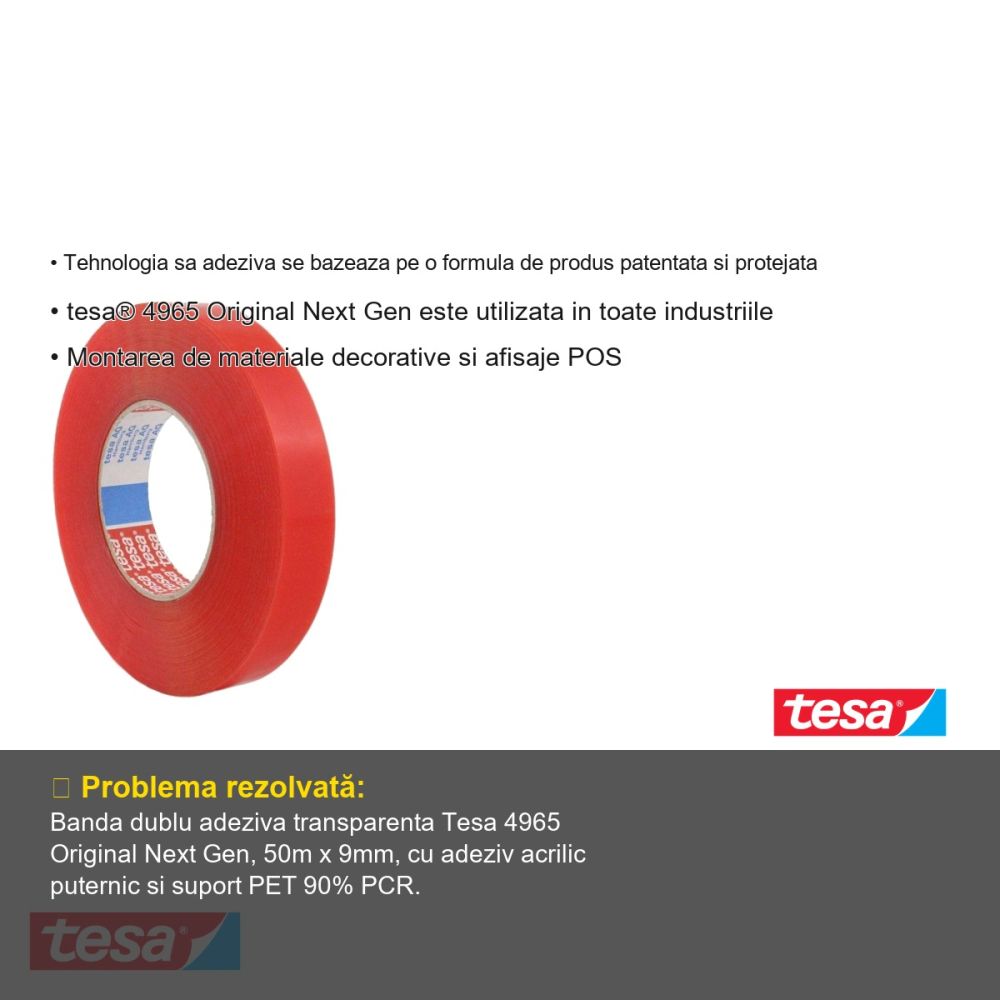 BANDA DUBLU ADEZIVA TRANSPARENTA 50M*9MM TESAFIX TESA [3]