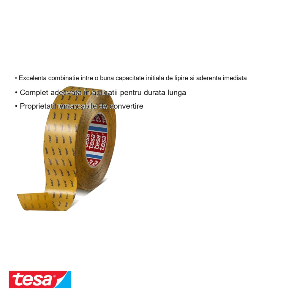 Banda dublu adeziva transparenta Tesa 51966, suport PET reciclat, adeziv acrilic puternic, 50m x 9mm, pentru montaj industrial [3]