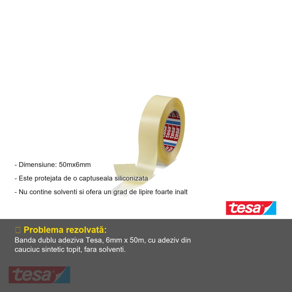 BANDA DUBLU ADEZIVA TRANSPARENTA 50M 6MM TESA [2]
