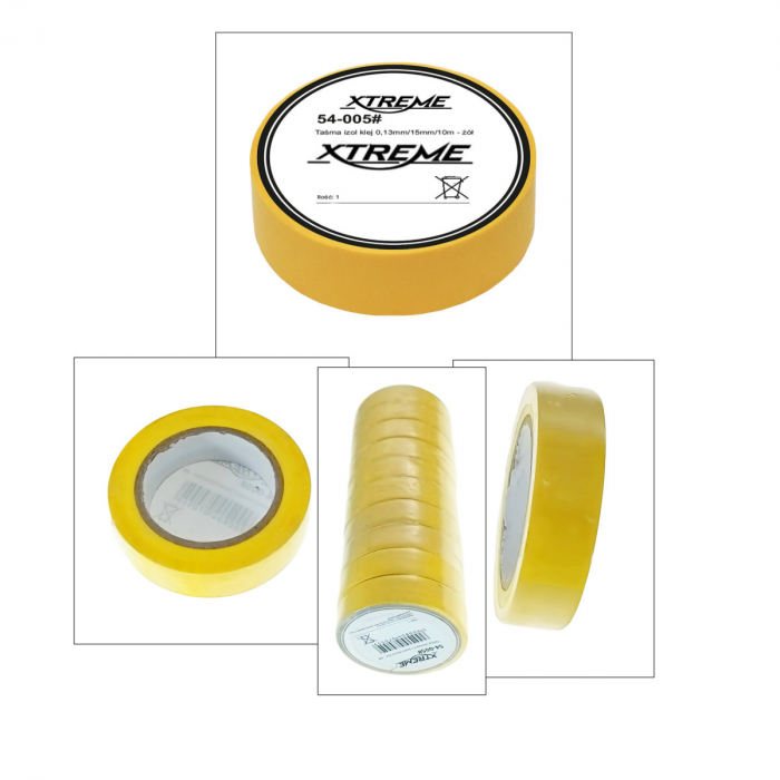 Banda izolatoare adeziva, XTREME 07055, 0.13mmx15mm, 10m lungime, PVC, galbena [3]