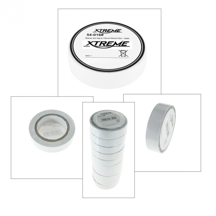 Banda izolatoare adeziva, XTREME 08192, 0.13mmx15mm, 10m lungime, PVC, alba [3]