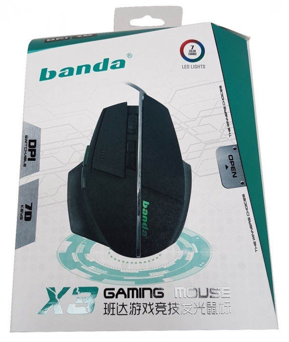 Mouse gaming BANDA X3-B, 7D, Led, Negru [2]