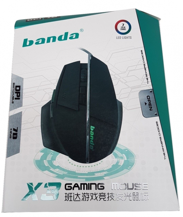 Mouse gaming BANDA X3-W , 7D ,Led , Alb [2]