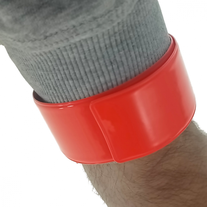 Banda reflectorizanta cu auto-strangere, lungime 40 cm, latime 3 cm, pentru vizibilitate, rosu neon [5]