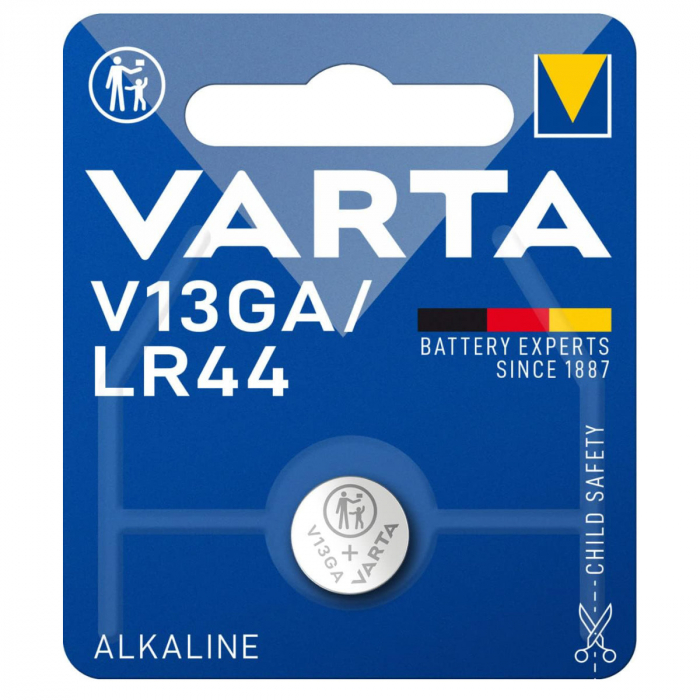 Baterie alcalina 1.5V LR44 / V13GA, tip moneda, Varta 29764, in blister [1]