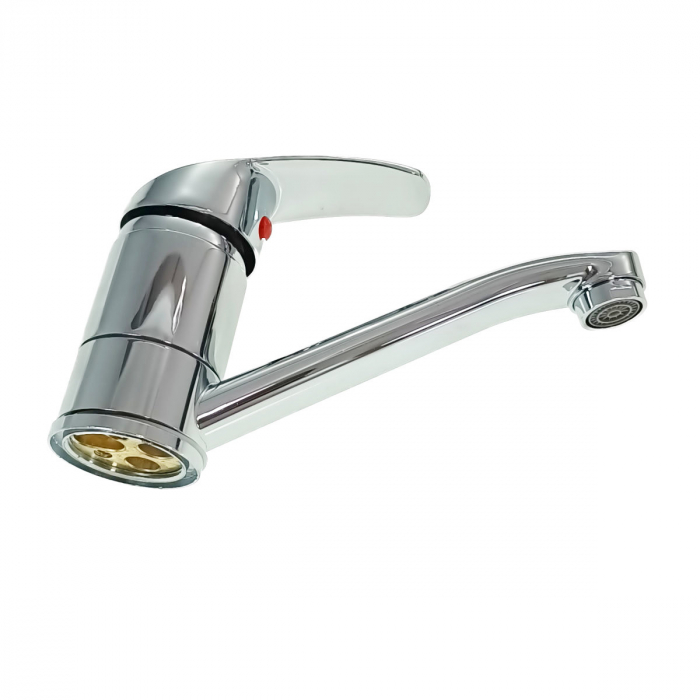Baterie baie pentru lavoar, BBF-55007, montaj stativ, monocomanda, cartus ceramic, cu racorduri, finisaj cromat [2]