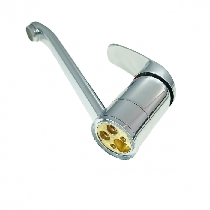 Baterie baie pentru lavoar, BBF-55008, montaj stativ, monocomanda, cartus ceramic, cu racorduri, finisaj cromat [2]